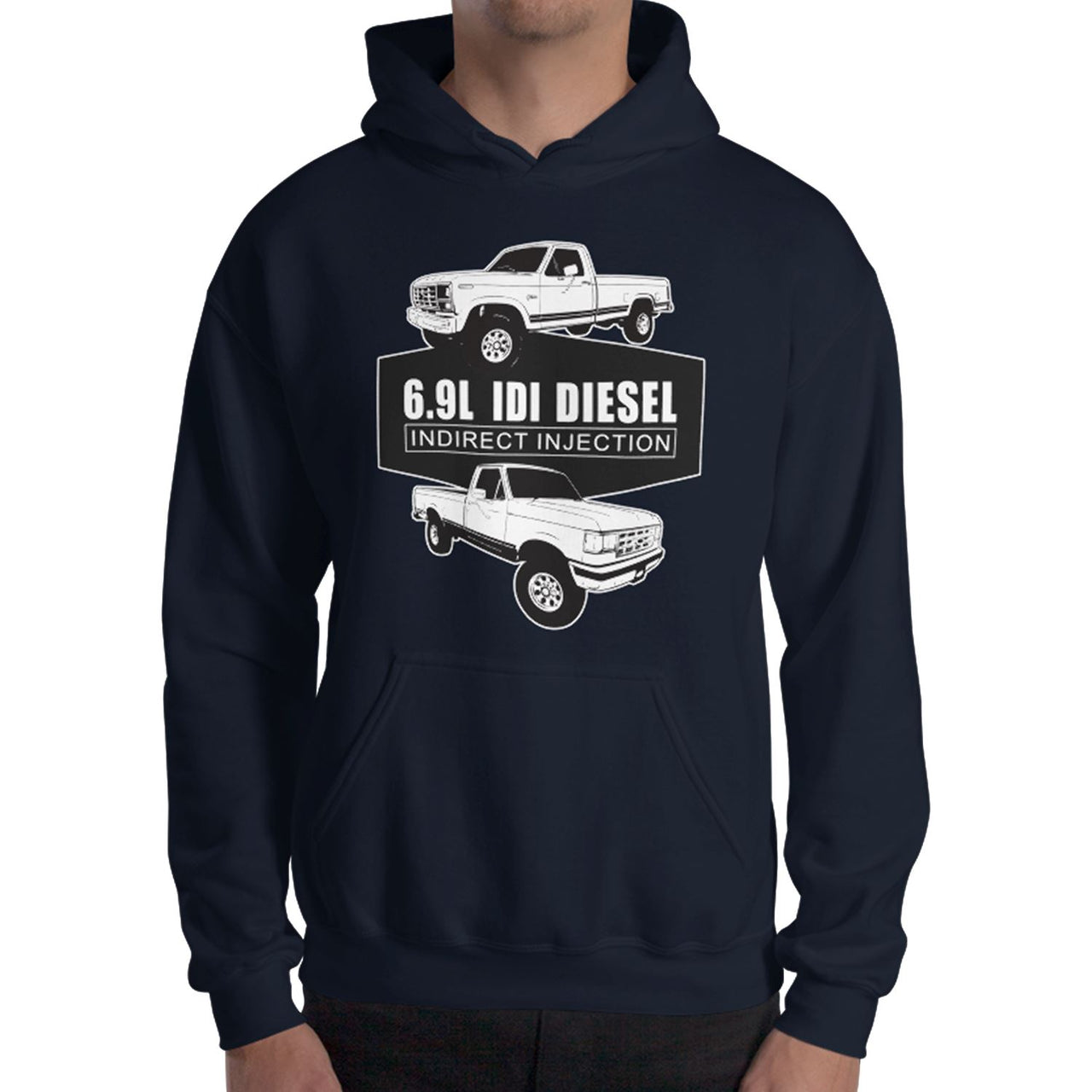 6.9 IDI 80s and 90s F250 Diesel Truck Hoodie in navy