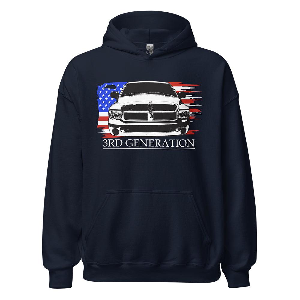 3rd Generation Dodge Ram American Flag Hoodie in navy