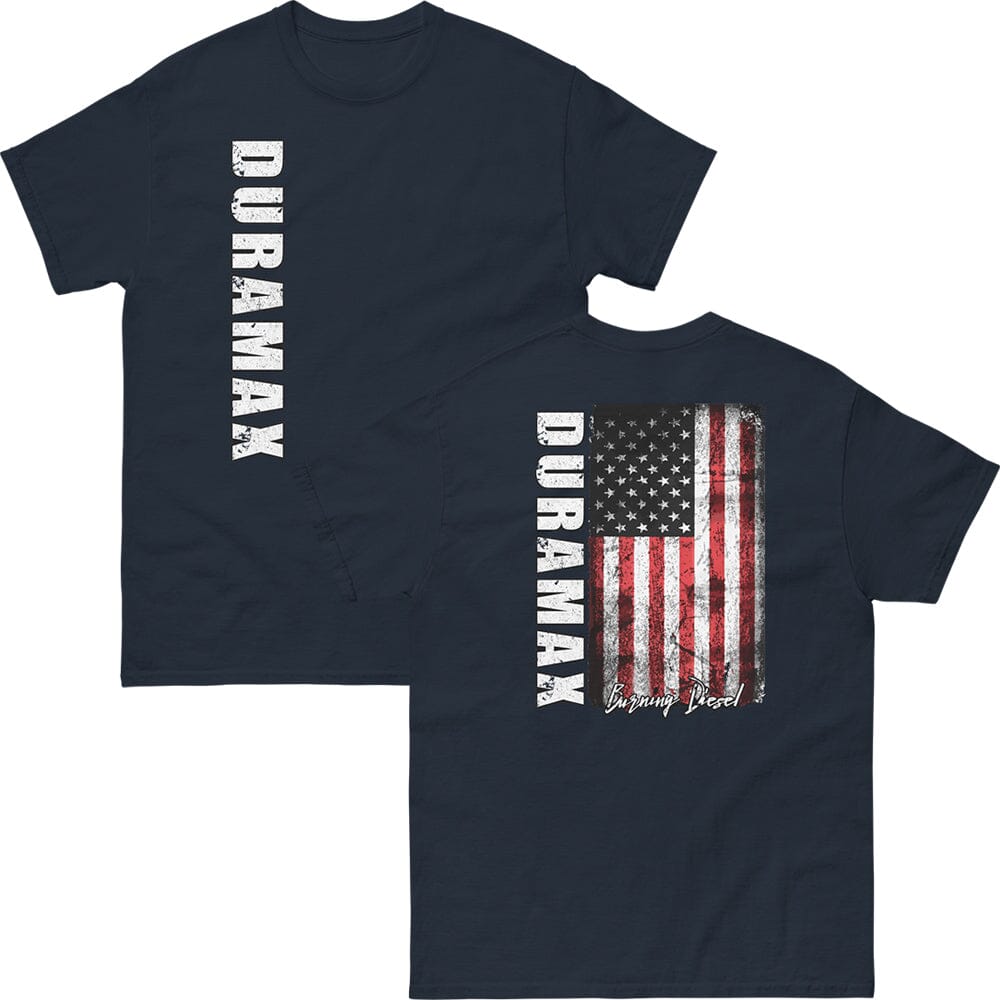 Duramax American Flag T-Shirt-In-Navy-From Aggressive Thread