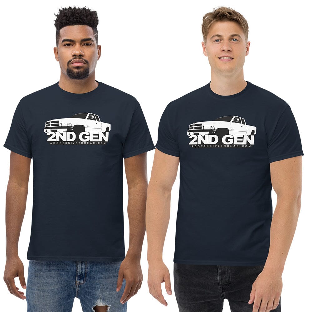 Men Wearing 2nd Gen Ram Cummins T-Shirt From Aggressive Thread - Color Navy