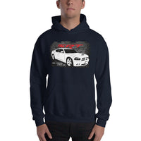 Thumbnail for Man Wearing a 2006-2010 Dodge Charger SRT8 Hoodie From Aggressive Thread - Navy