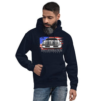 Thumbnail for Man wearing a 2nd Gen Cummins Hoodie From Aggressive Thread - Navy