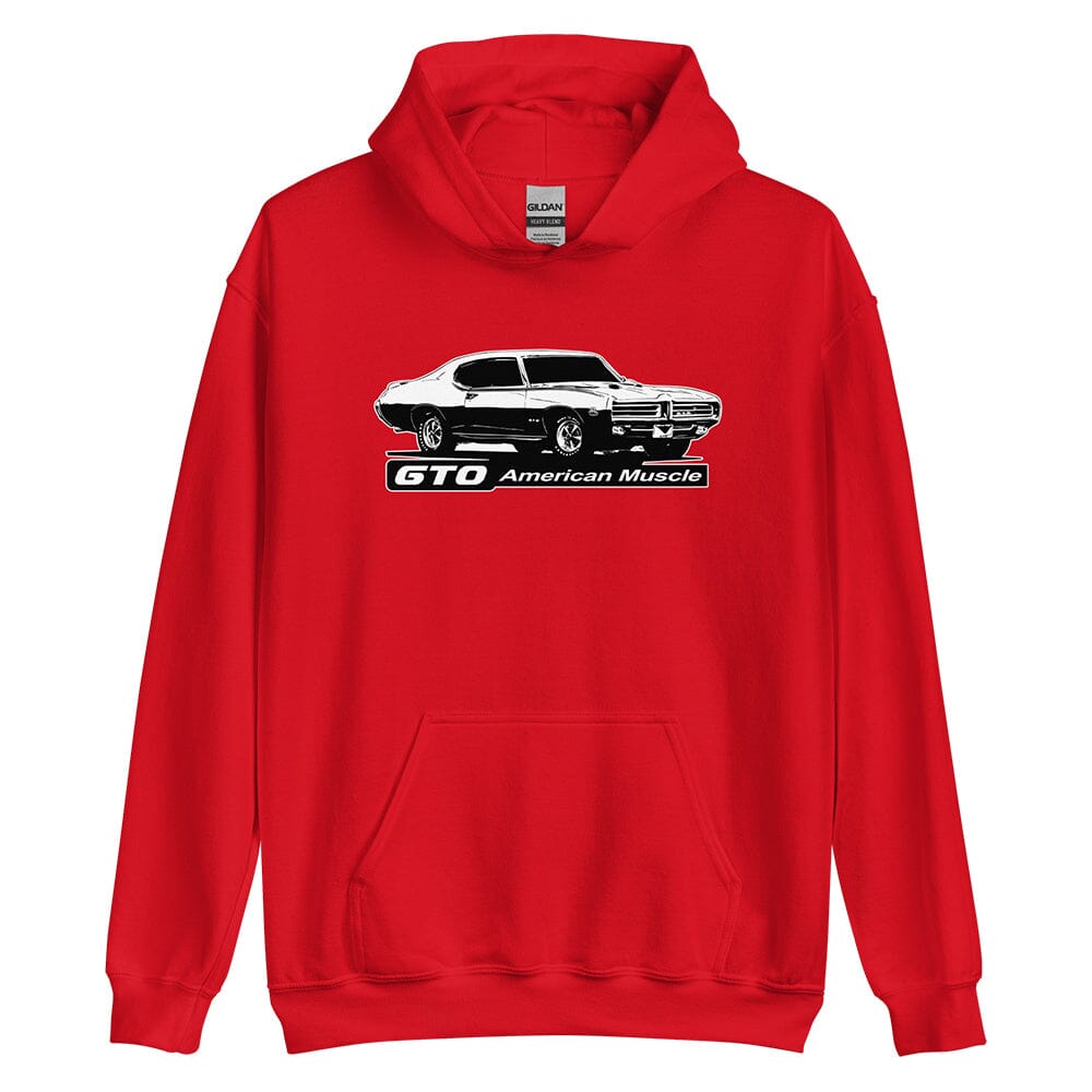 1969 GTO Hoodie From Aggressive Thread Muscle Car Apparel - color red