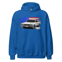 Thumbnail for 1967 Chevelle Hoodie With American Flag From Aggressive Thread. Color Blue