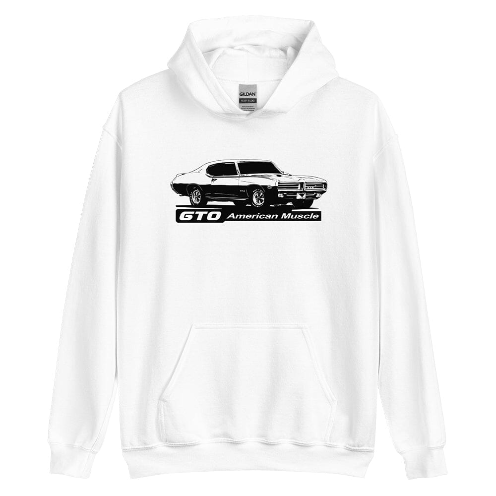 1969 GTO Hoodie From Aggressive Thread Muscle Car Apparel - color white