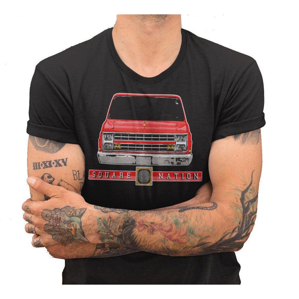Square Body C10 T-Shirt modeled in black