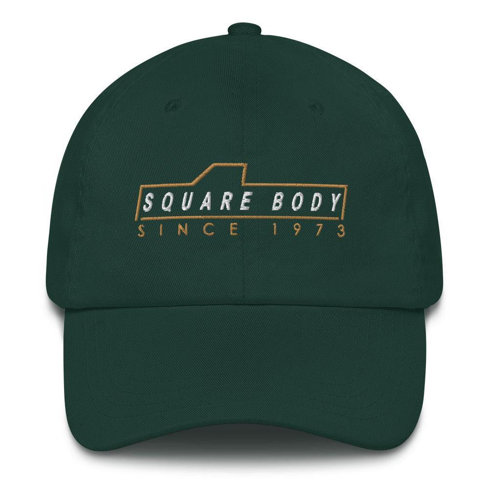 Square body hat from aggressive thread in green