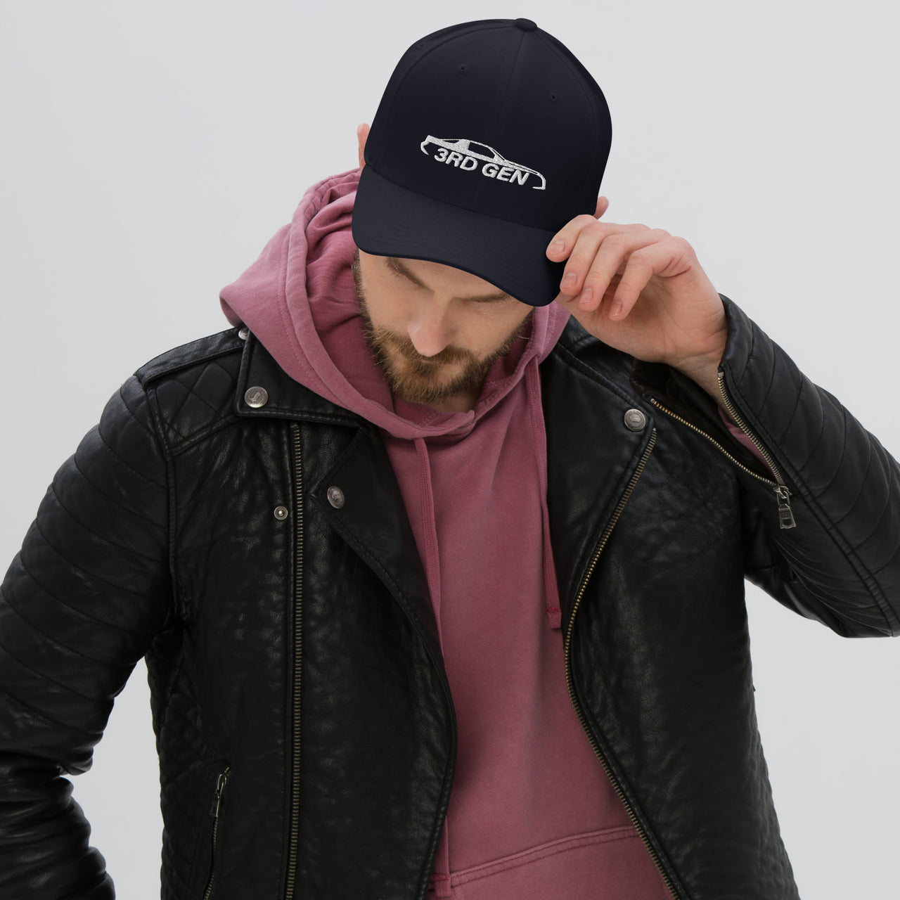 Third Gen Camaro Hat Flexfit Cap modeled in navy