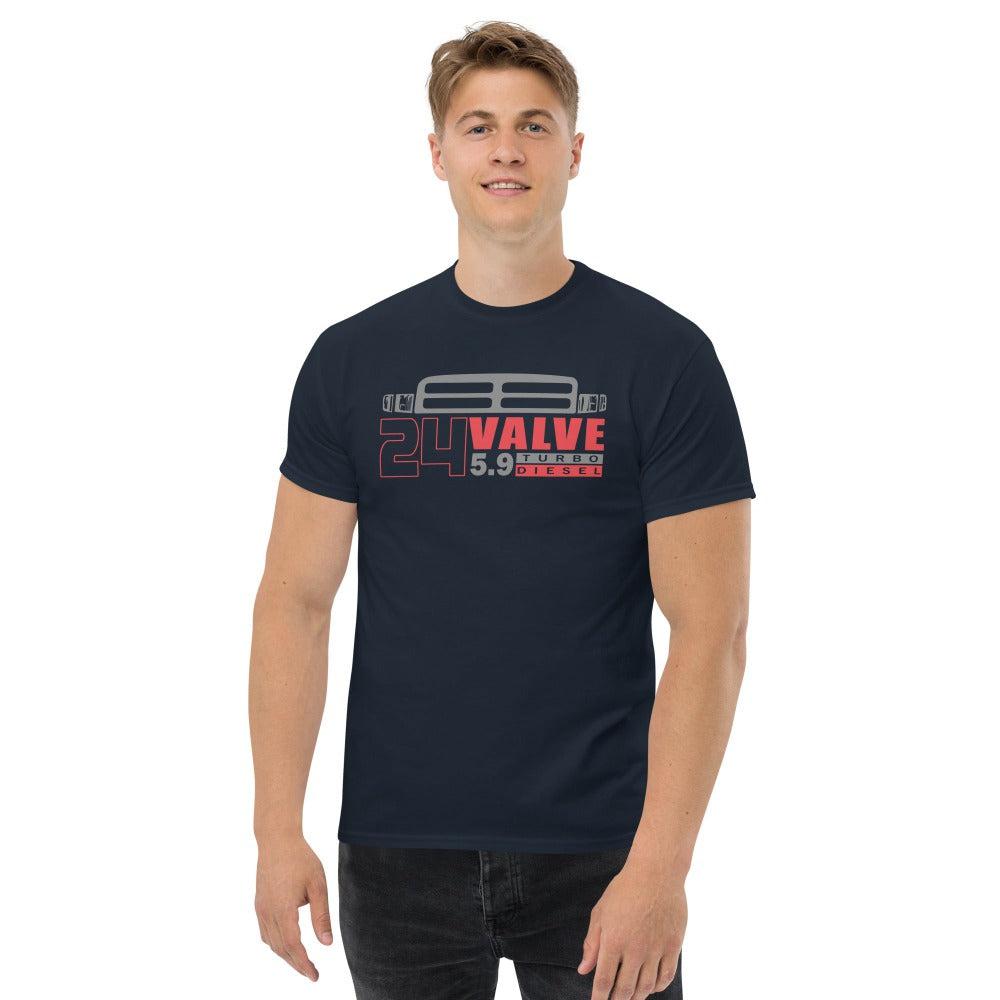 muscular man 24v Cummins Diesel Engine Second Gen T-Shirt in navy