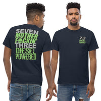 Thumbnail for man modeling 7.3 Powerstroke T-Shirt Seven MF'N Three Diesel Powered - in navy