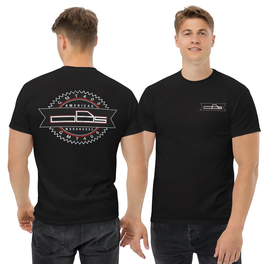man modeling OBS GMT400 GMC T-Shirt in black