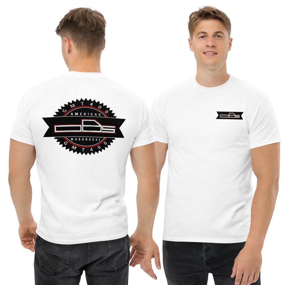 man modeling OBS GMT400 GMC T-Shirt in white