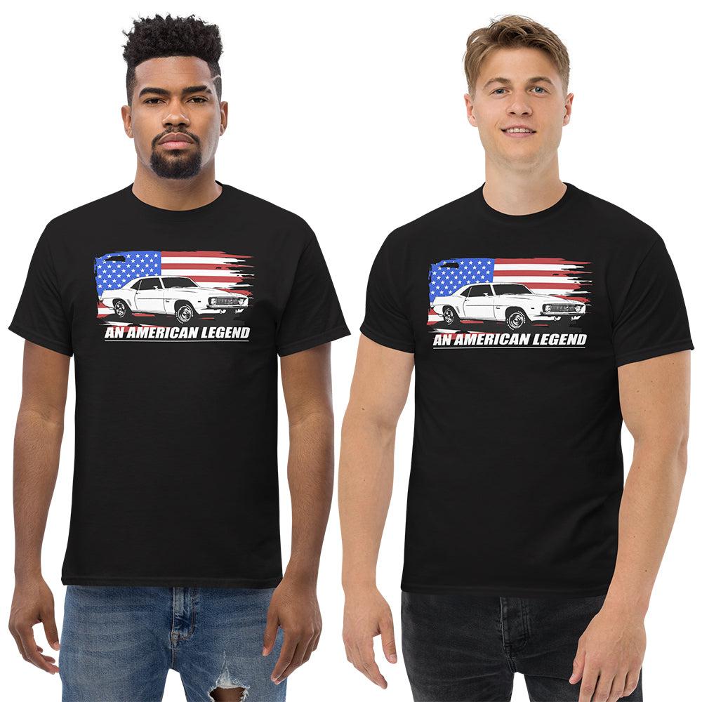 men modeling 1969 camaro t-shirt in black