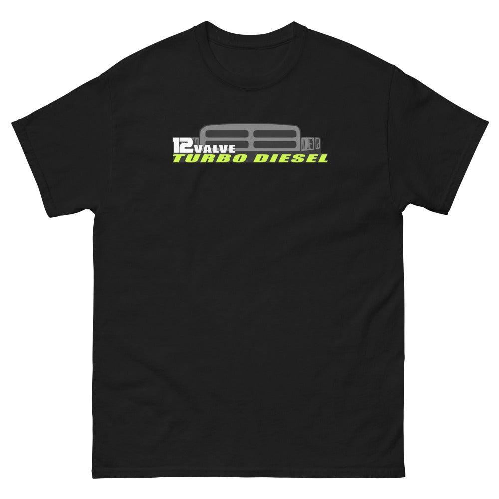 12 valve cummins second gen dodge ram tshirt - black