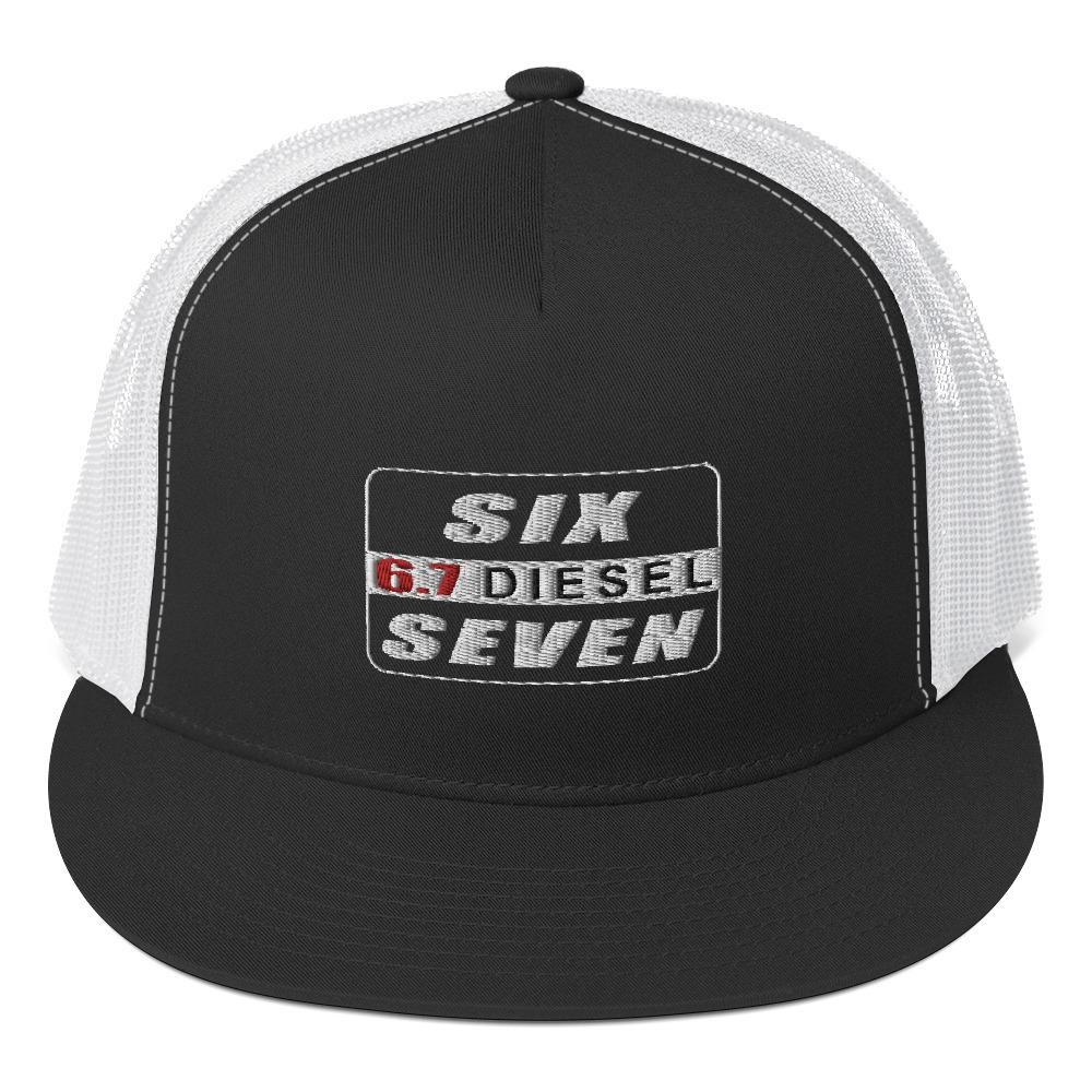 6.7 Diesel Trucker hat in black and white
