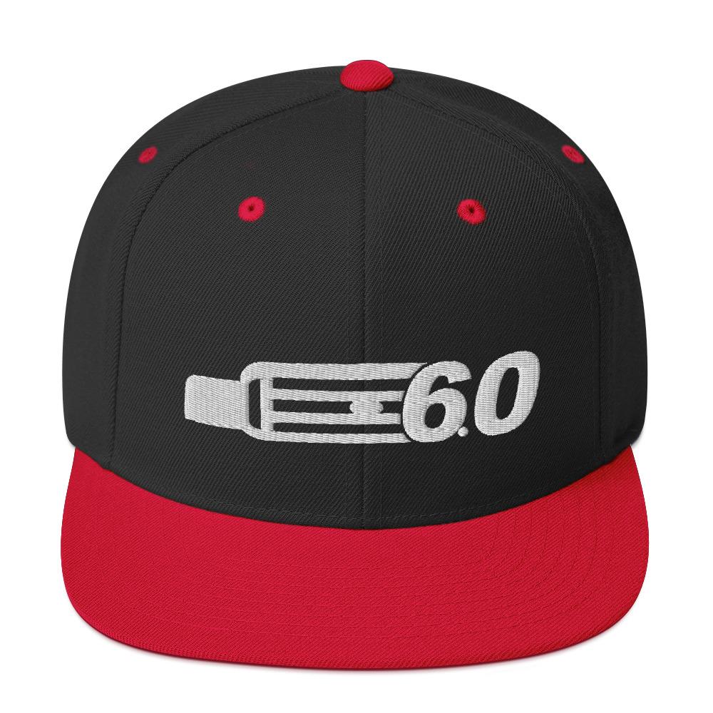 6.0 Power Stroke Snapback Hat-In-Black/ Red-From Aggressive Thread