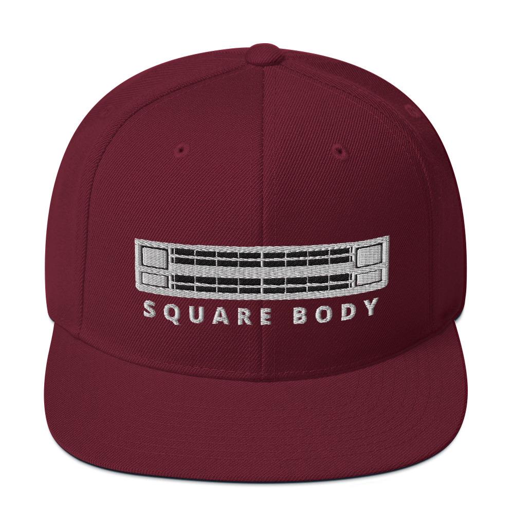 Squarebody Square Body Snapback Hat-In-Maroon-From Aggressive Thread