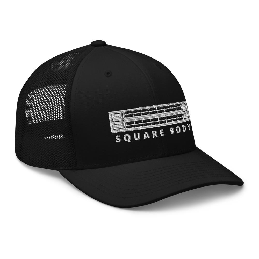 Square Body Hat Trucker Cap in black right 3/4