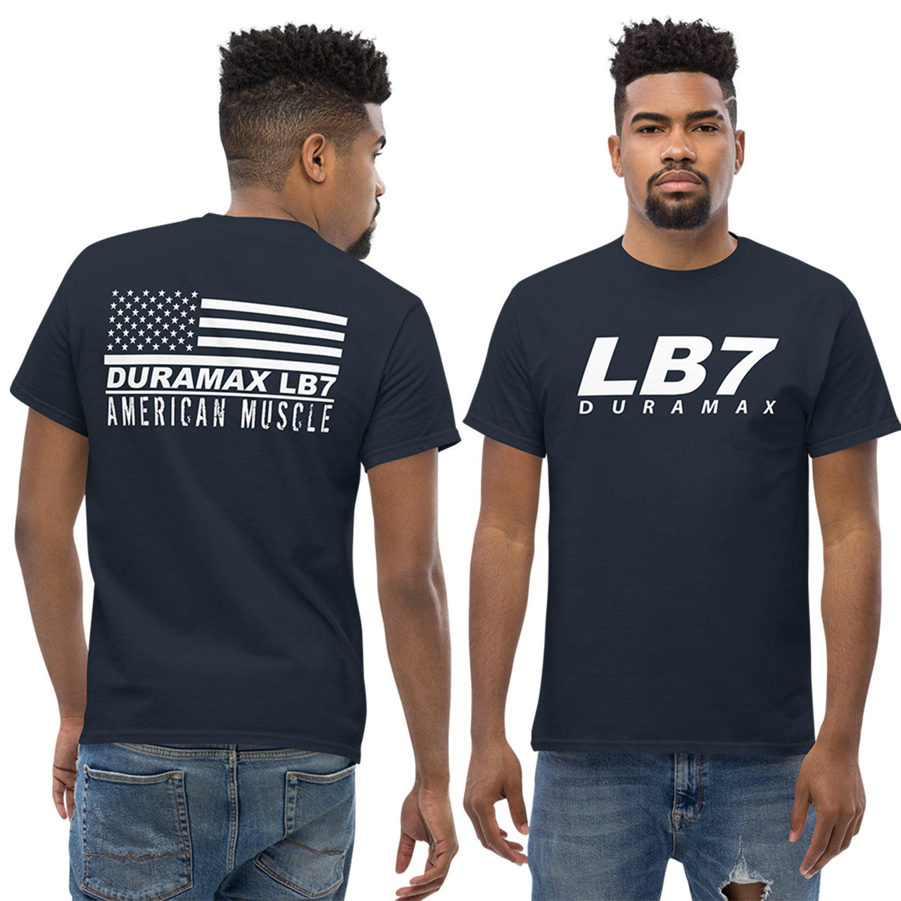 LB7 Duramax T-Shirt - American Muscle Flag-In-Black-From Aggressive Thread