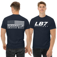 Thumbnail for LB7 Duramax T-Shirt - American Muscle Flag-In-Black-From Aggressive Thread