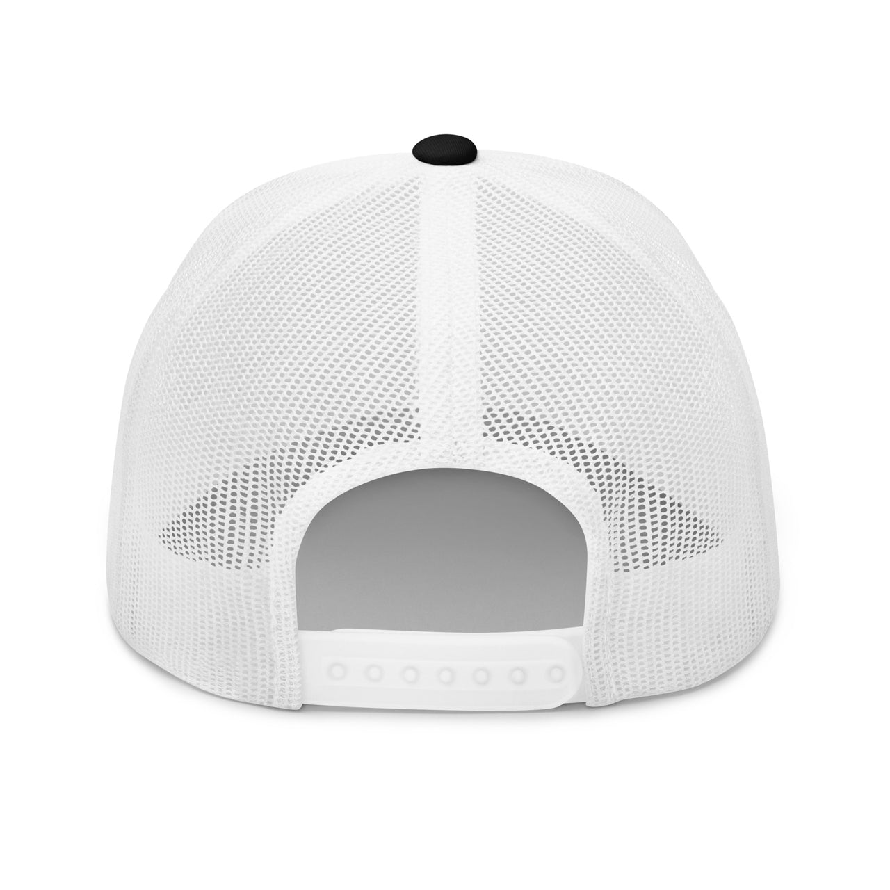 back view of white trucker hat