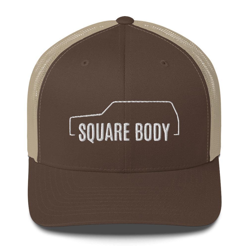 Square body K5 blazer trucker hat from aggressive thread in brown