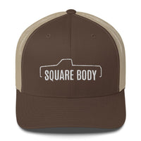Thumbnail for Square body c10 k10 trucker hat from aggressive thread in brown