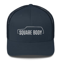 Thumbnail for square body suburban trucker hat from aggressive thread in navy
