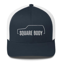 Thumbnail for Square body K5 blazer trucker hat from aggressive thread in navy and white