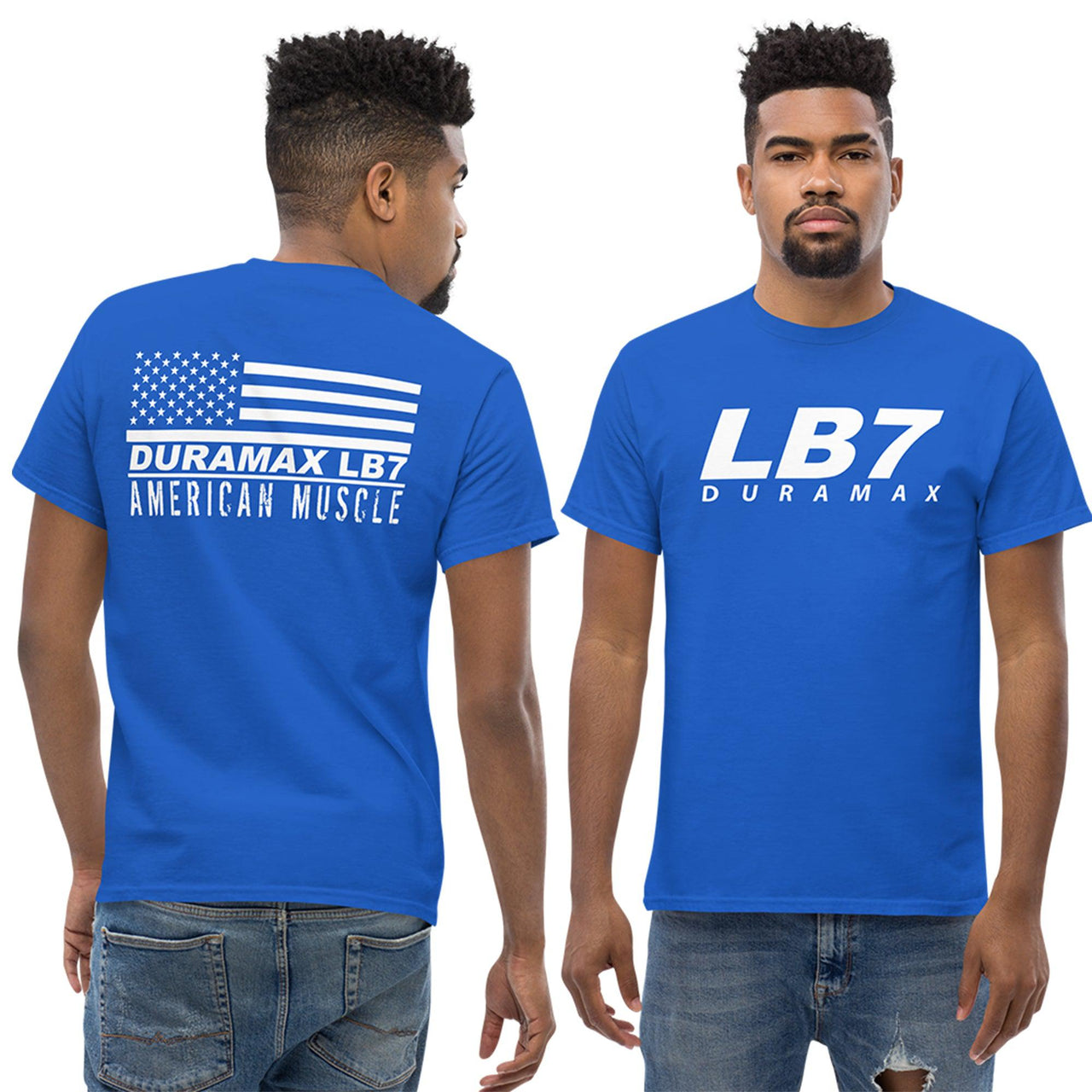 LB7 Duramax T-Shirt - American Muscle Flag-In-Black-From Aggressive Thread