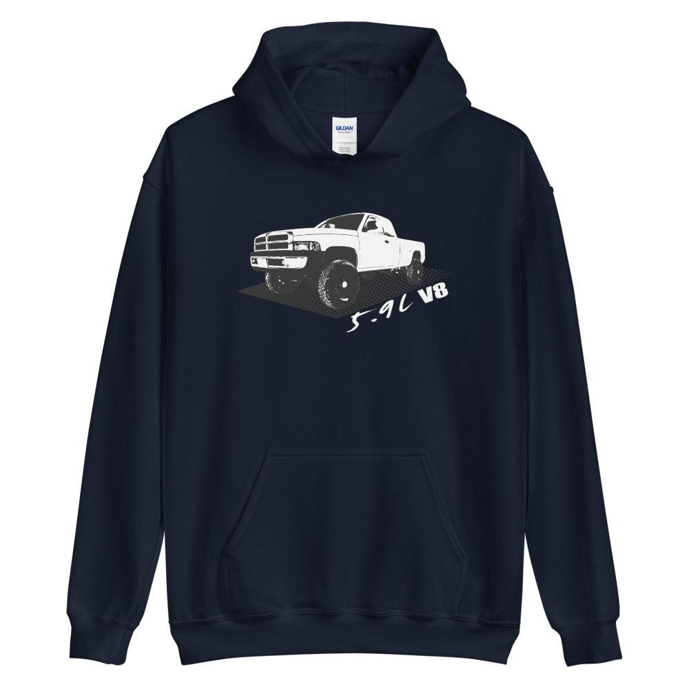 second gen gasser dodge ram truck hoodie from aggressive thread
