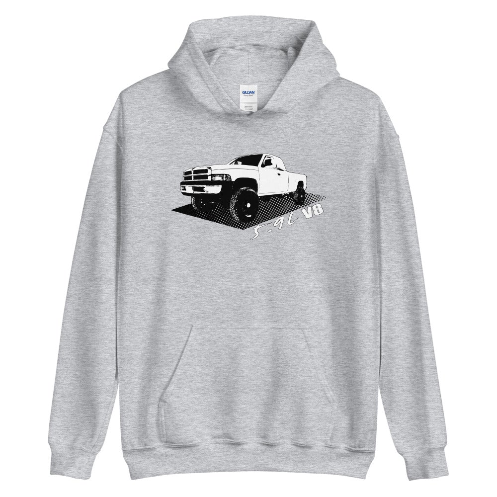 second gen gasser dodge ram truck hoodie from aggressive thread