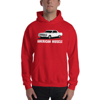 Thumbnail for man modeling 1965 Chevelle Hoodie in red