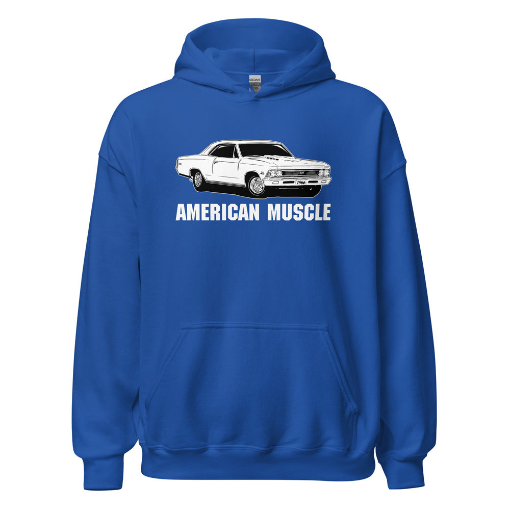 1966 Chevelle Hoodie, American Muscle Car Sweatshirt-In-Royal-From Aggressive Thread