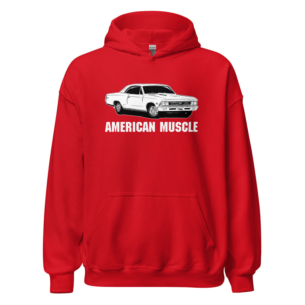 1966 Chevelle Hoodie, American Muscle Car Sweatshirt-In-Red-From Aggressive Thread