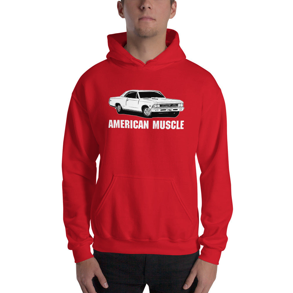 1966 Chevelle Hoodie, American Muscle Car Sweatshirt-In-Black-From Aggressive Thread