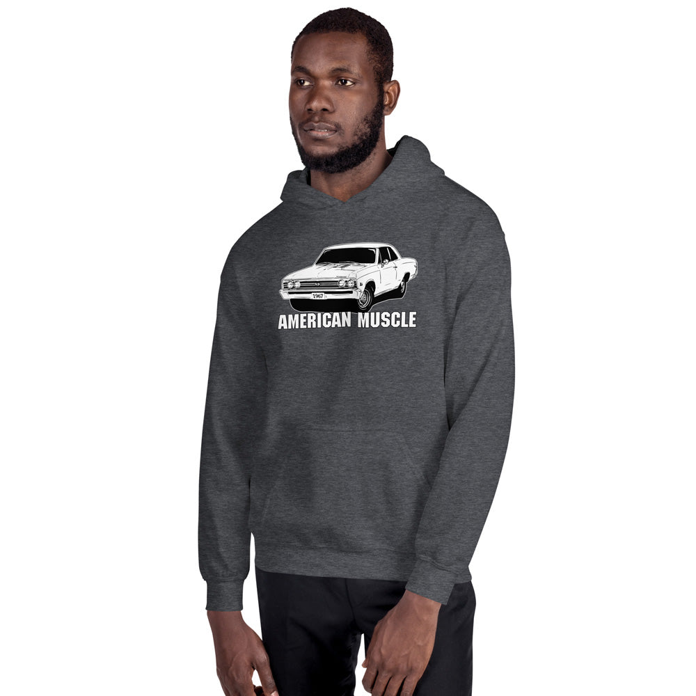 1967 Chevelle Hoodie modeled in grey