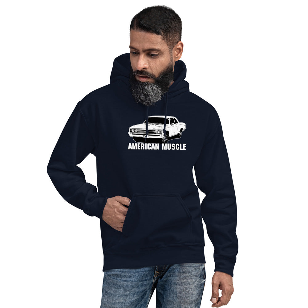 1967 Chevelle Hoodie modeled in navy