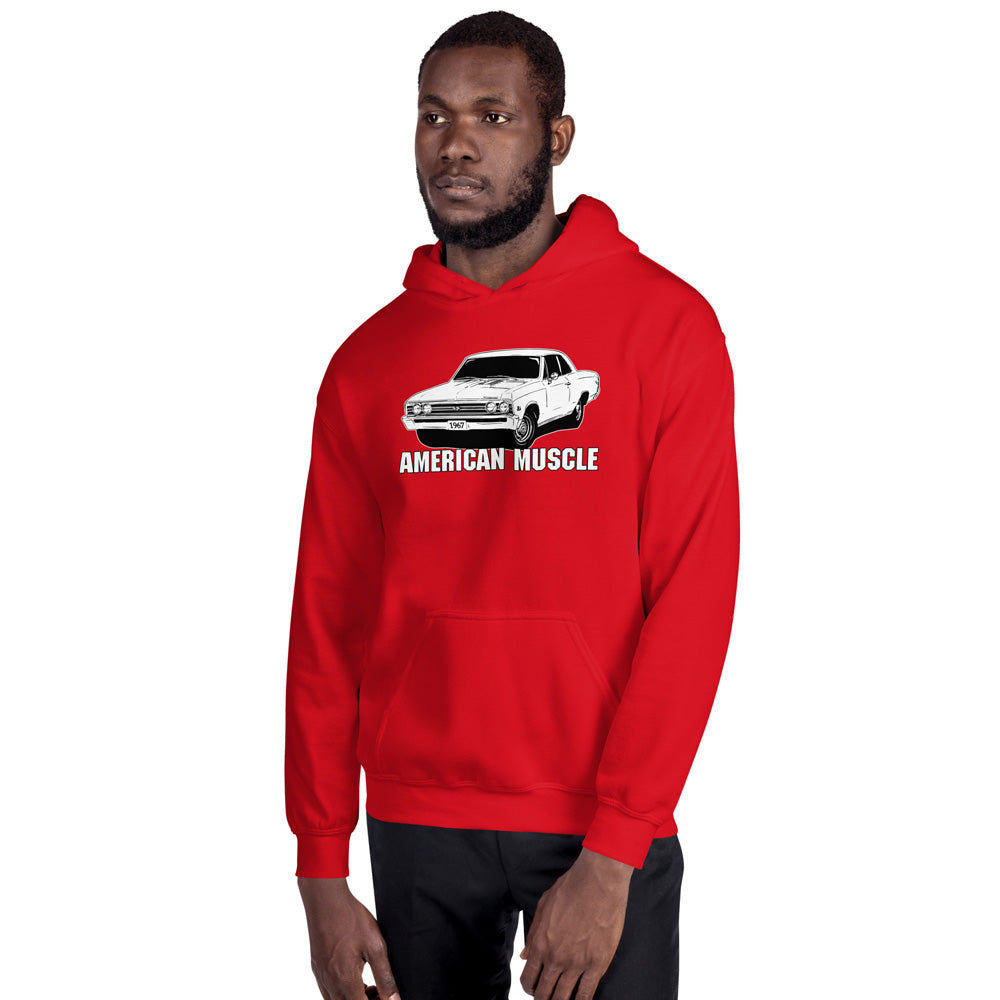1967 Chevelle Hoodie, American Muscle Car Sweatshirt-In-Black-From Aggressive Thread