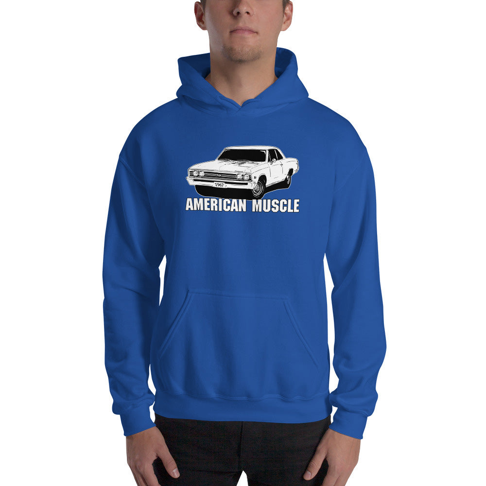 1967 Chevelle Hoodie modeled in blue
