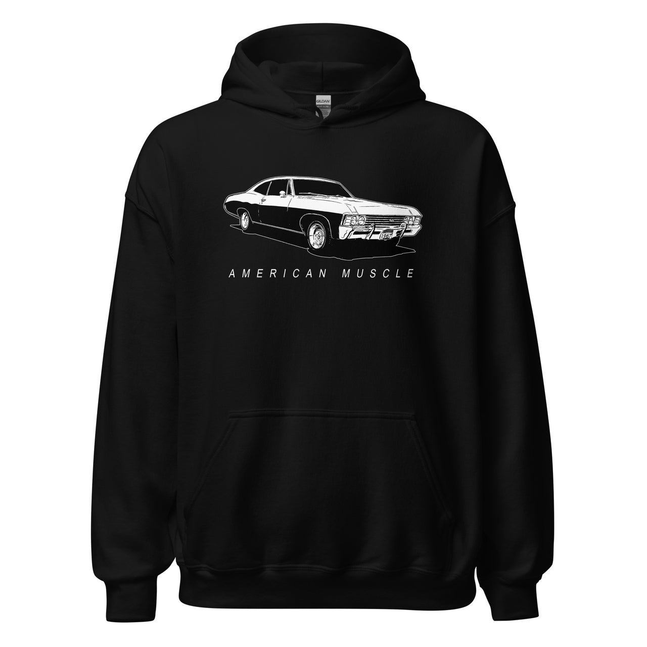 1967 Impala Hoodie American Muscle Car Sweatshirt in black