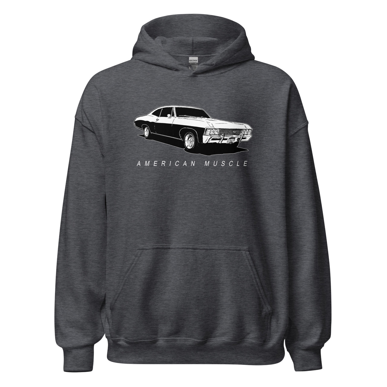 1967 Impala Hoodie American Muscle Car Sweatshirt in gray