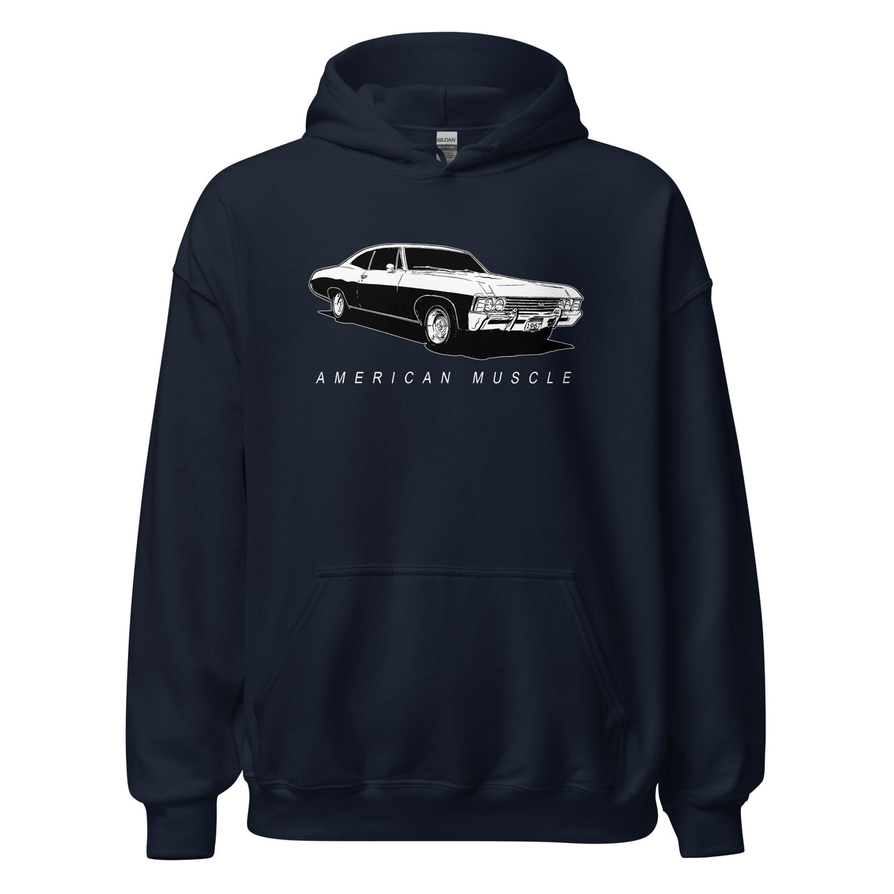 1967 Impala Hoodie American Muscle Car Sweatshirt in navy