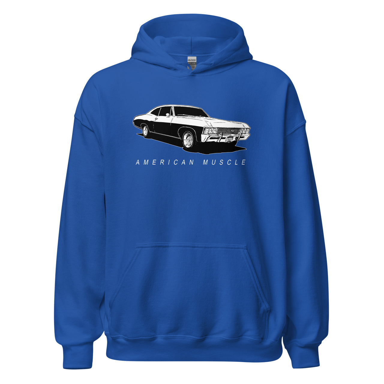 1967 Impala Hoodie American Muscle Car Sweatshirt in royal