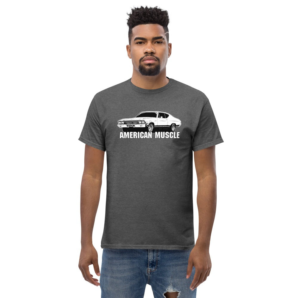 man modeling a 1968 Chevelle T-Shirt in grey