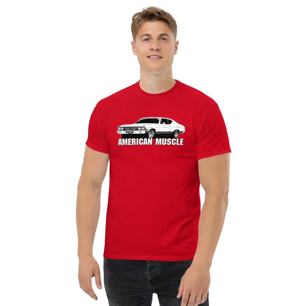 man modeling a 1968 Chevelle T-Shirt in red