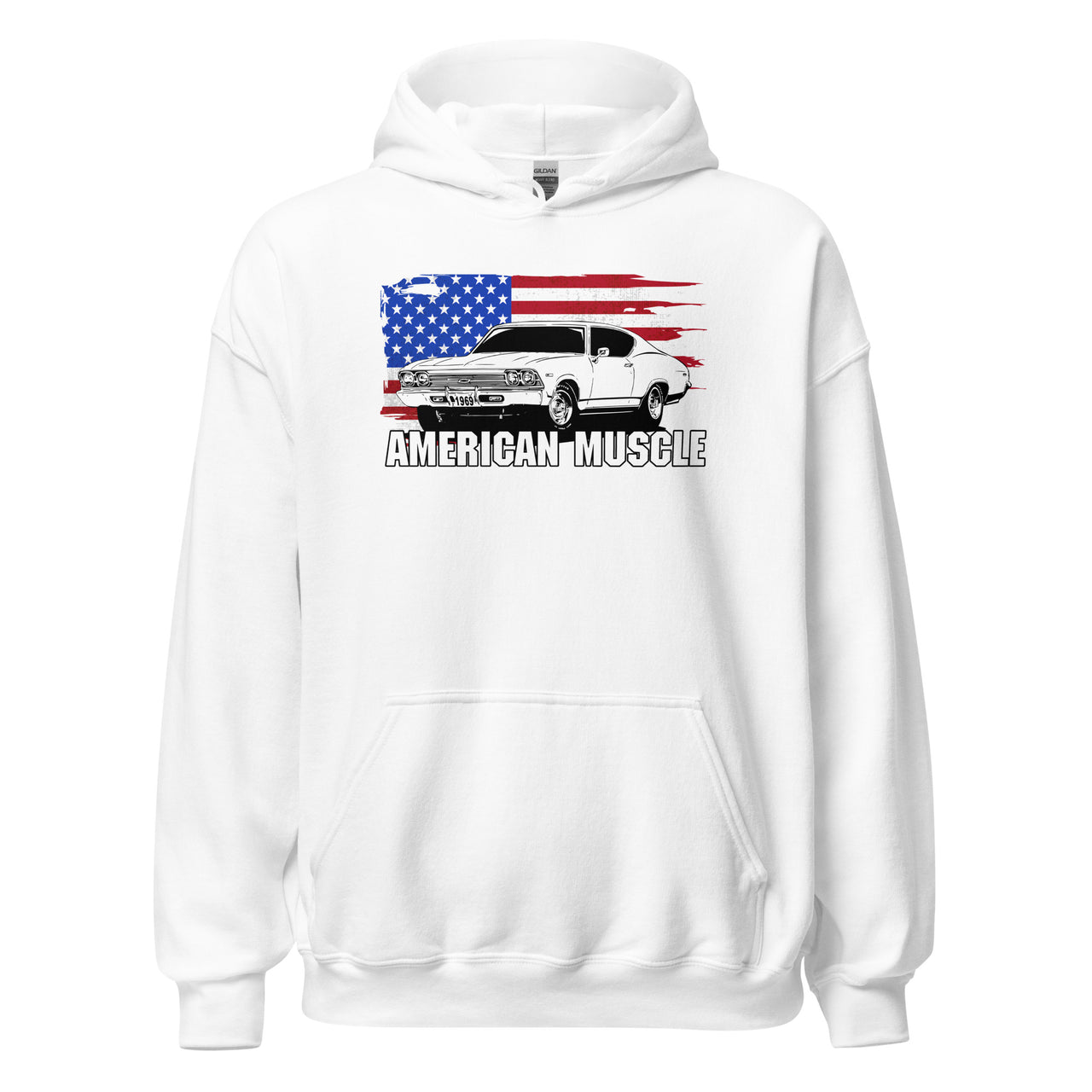 1969 Chevelle Car Hoodie Sweatshirt in white