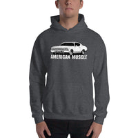 Thumbnail for man modeling a 1969 Chevelle Hoodie Sweatshirt in grey