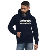 Thumbnail for man modeling a 1969 Chevelle Hoodie Sweatshirt in navy