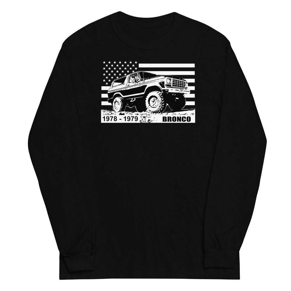 78-79 Bronco Long Sleeve T-Shirt in black